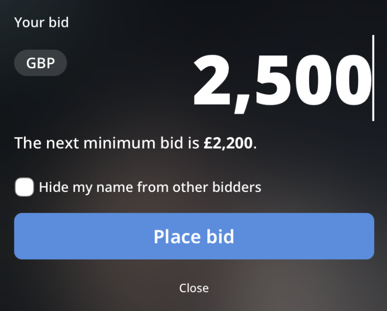 The BidAid bidding UI