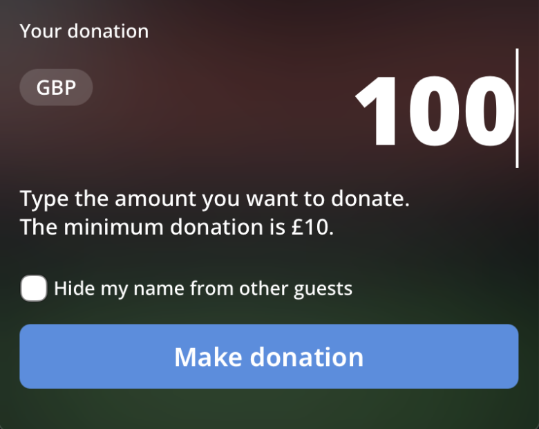 BidAid donation UI